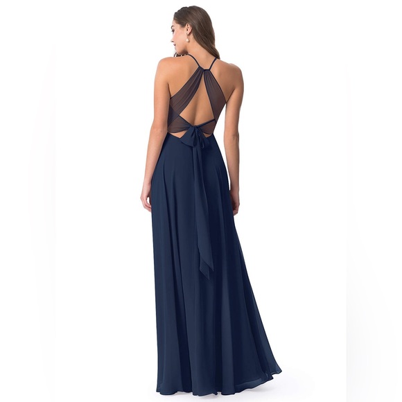 Azazie Evalleen Bridesmaid dress, A8, Dark Navy - Picture 2 of 7